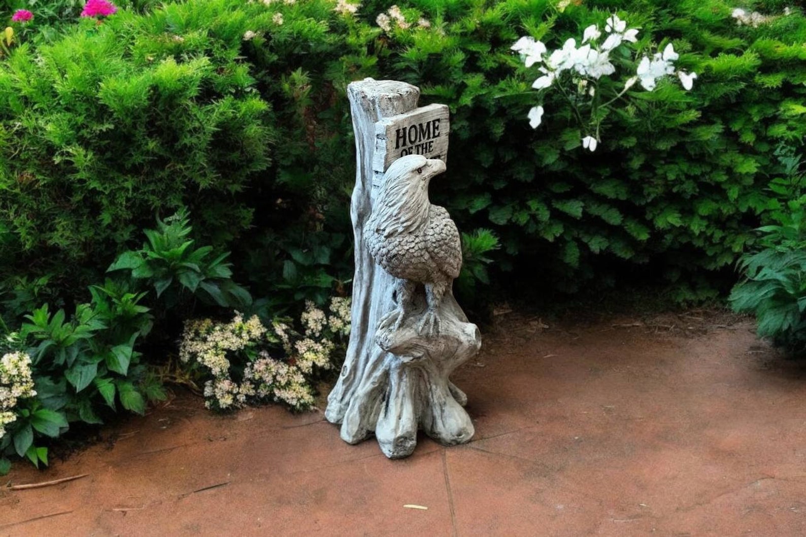 Sitting Eagle on Stump Figure, Concrete Eagle on Tree Sculpture, Solid ...