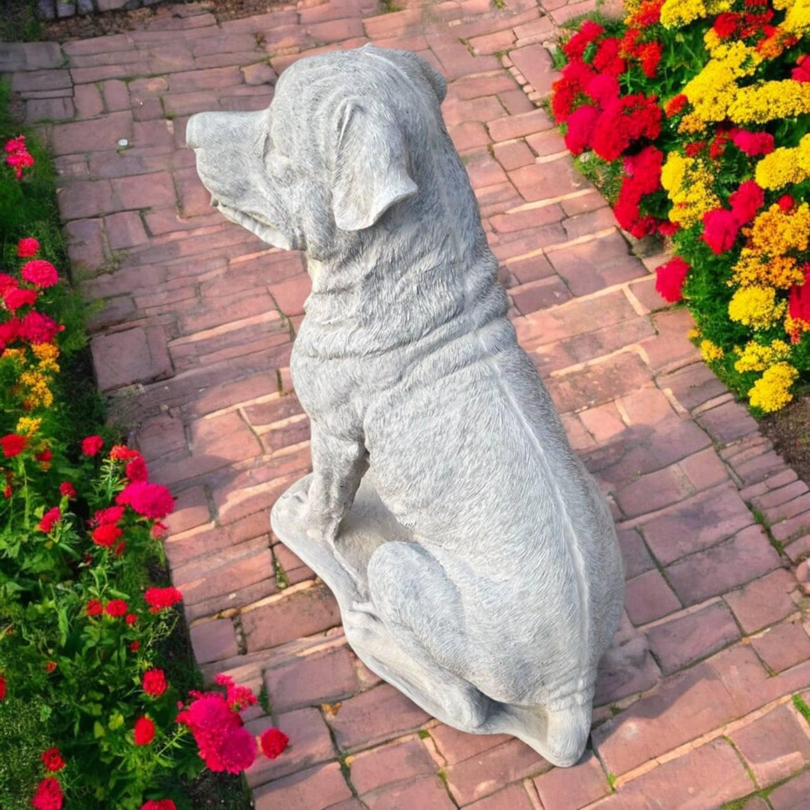 Lawn Rottweiler Figure, Outside Dog Decor, Concrete Pet Sculpture ...