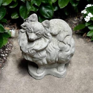 Realistic Pomeranian dog figure, Standing Pomeranian puppy statue, Garden pet memorial sculpture, Dog grave marker figurine, Dog loss gift