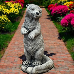 Lawn otter figure, Garden animal ornament, Concrete otter idea, Stone animal art, Outdoor otter decor, Backyard animal statue, Otter style