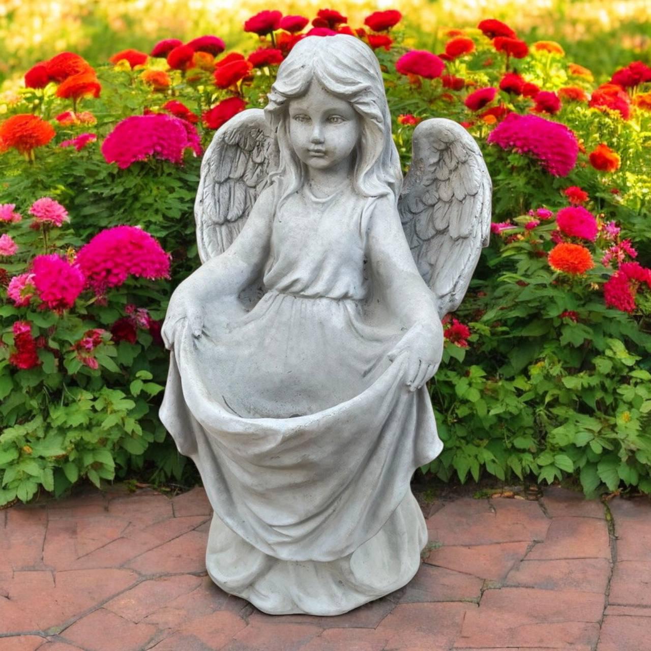 Angel Girl With Planter, Concrete Flower Pot, Stone Angel, Girl Statue ...