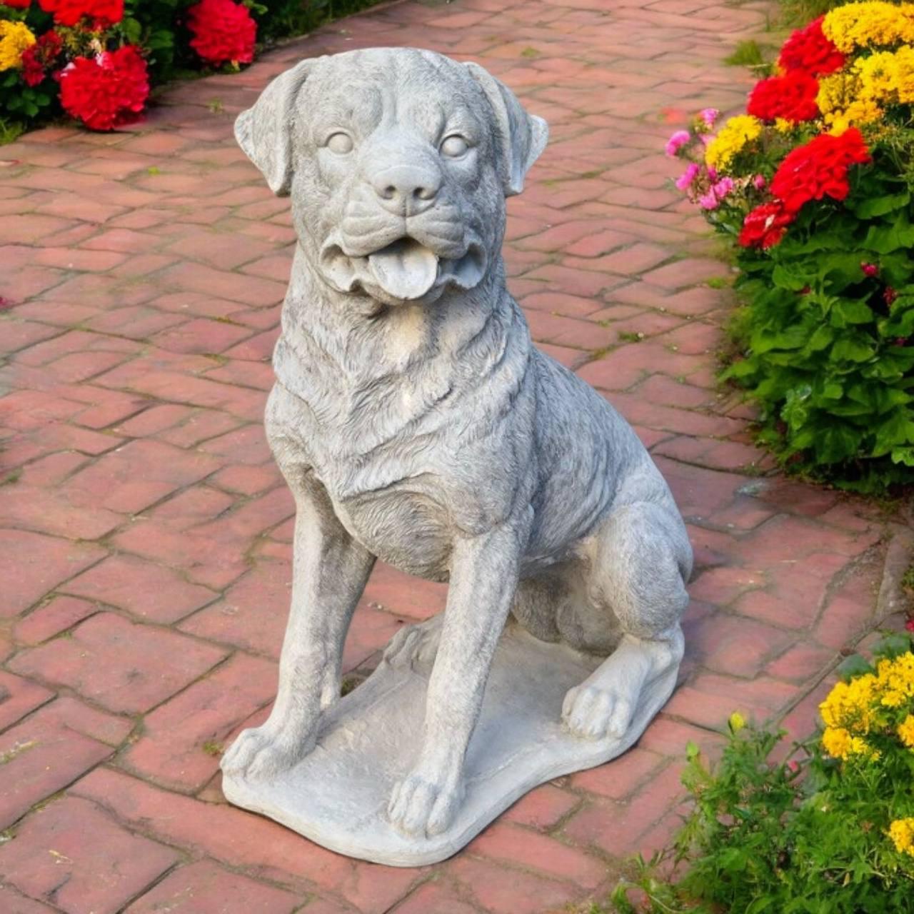 Lawn Rottweiler Figure, Outside Dog Decor, Concrete Pet Sculpture ...