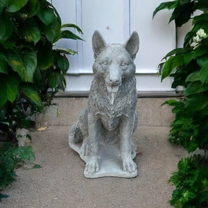 Large German Shepherd dog figurine, Stone sitting pet statue, Concrete police dog sculpture, Gift for dogs lovers figure, Yard dog memorial