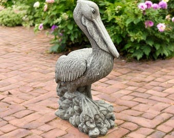 Outdoor pelican statue, Concrete solid art, Stone bird ornament, Detailed pelican decoration, Beton tropical bird, Yard pelican figure