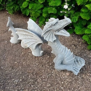 Three pieces dragon figure, Concrete Gothic animal statue , Stone garden decoration, Outdoor Japanese ornament sculpture, Chinese gift idea