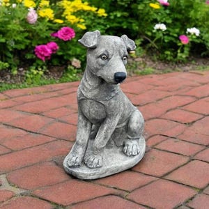Sitting jack russell, Concrete dog sculpture, Jack Russell dog, Painted dog figurine, Dog memorial decor, Jack Russell lover gift