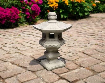 Outside pagoda figure, Home zen idea, Lawn lantern art, Yard pagoda decor, Garden zen ornament, Stone lantern statue, Detailed zen pagoda