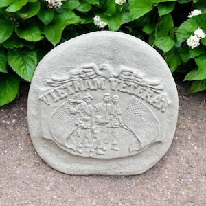 Concrete Vietnam rock memorial figure, Outdoor Vietnam rock statue, Stone garden ornament, Detailed rock sculpture, Backyard figurine