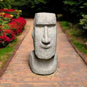 Outdoor Moai figure, Lawn concrete art, Stone Easter Island decor, Home Moai figurine, Eater Island gift statue, Yard Moai ornament