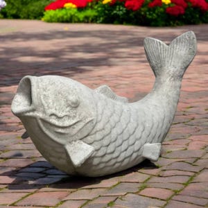 Detailed fish statue, Backyard sea decoration, Concrete fish art, Home sea ornament, Large fish sculpture, Stone fish idea, Garden sea style