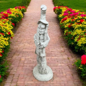 Standing snowman with twig, Concrete yard decoration, Snowman figure, Garden ornament, Yard gift, Front door sculpture, Snowman art