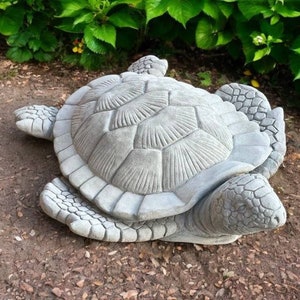 Large turtle statue, Detailed massive animal figurine, Backyard water turtle figure, Concrete lawn or patio decoration, Animals lovers gift