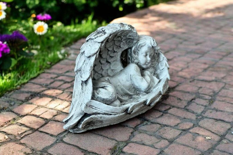 Baby Angel Sculpture, Garden Religious Art, Stone Cherub Decoration ...