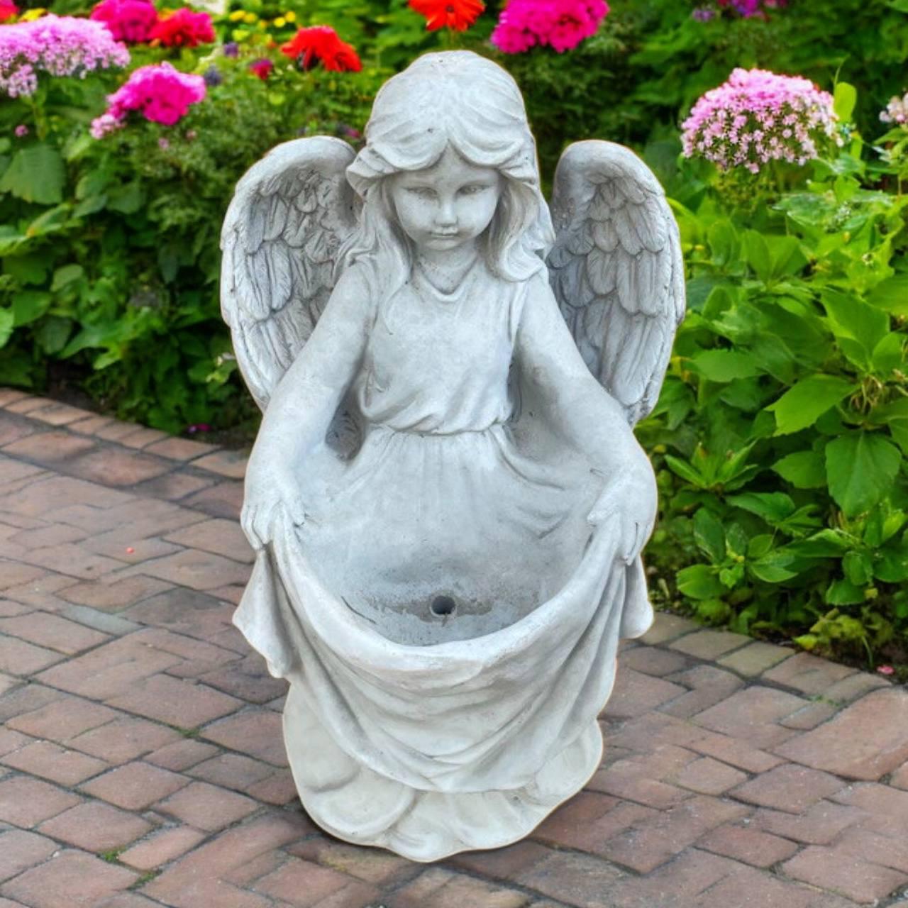 Angel Girl With Planter, Concrete Flower Pot, Stone Angel, Girl Statue ...