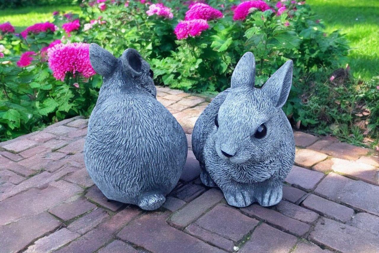 Concrete Rabbits Statue, Lawn Animals Decoration, Bunny Stone Art ...