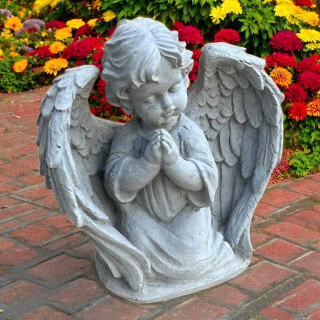 Little Cherub Figure, Backyard Angel Art, Lawn Religious Decor ...