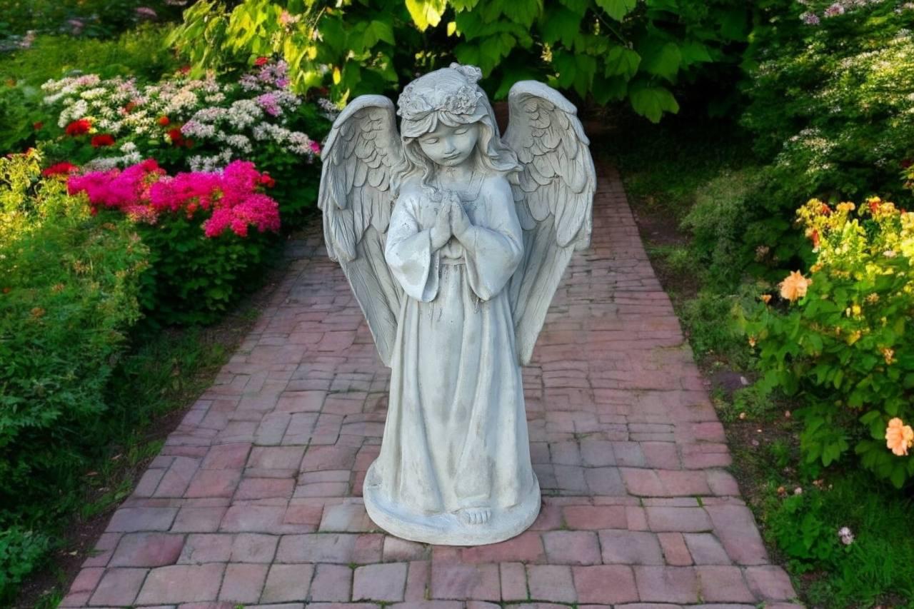 Concrete Angel Girl Statue, Garden Religious Decor, Lawn Cherub ...