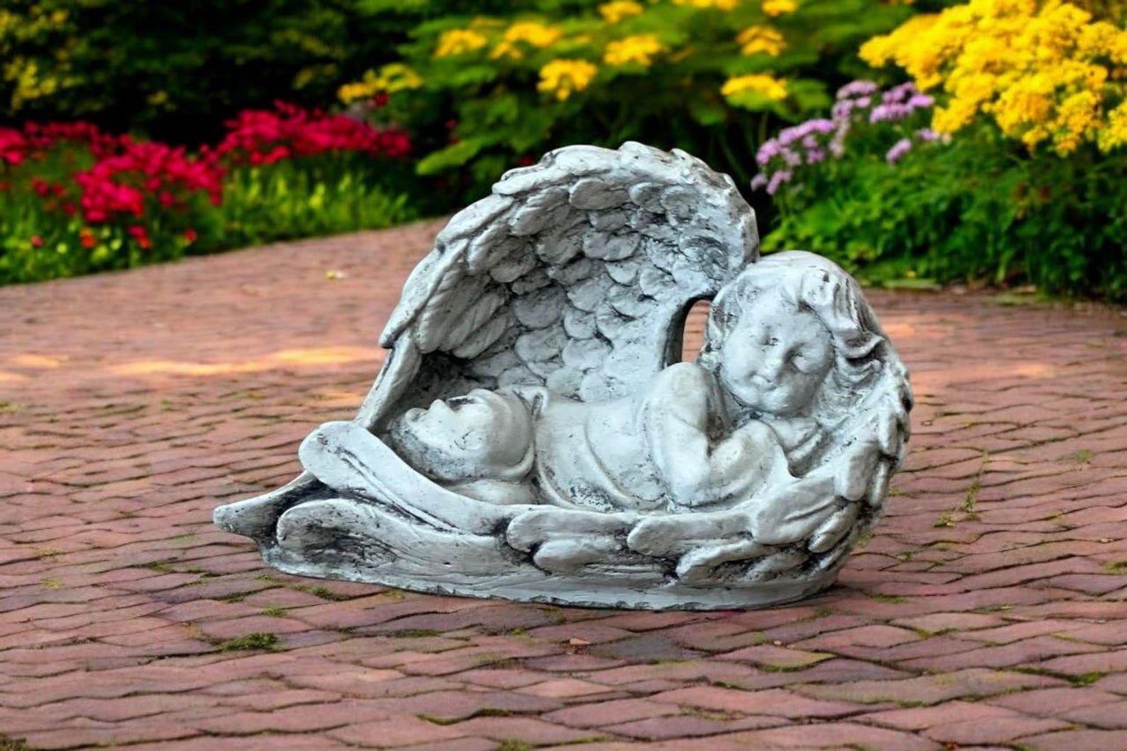 Baby Angel Sculpture, Garden Religious Art, Stone Cherub Decoration ...