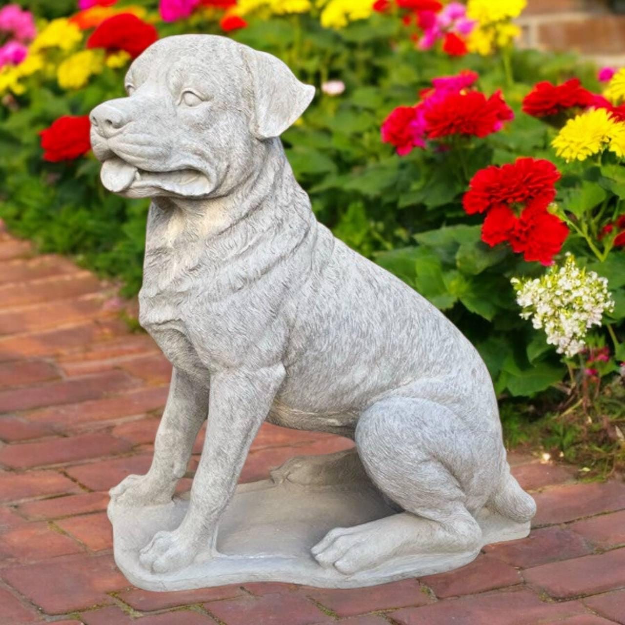Lawn Rottweiler Figure, Outside Dog Decor, Concrete Pet Sculpture ...