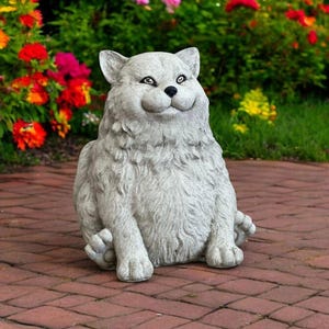 Stone cat figure, Sitting cat, Concrete pet sculpture, Cat lover gift, Cat home decor, Outdoor cat figurine, Pet loss statue, Cat memorial