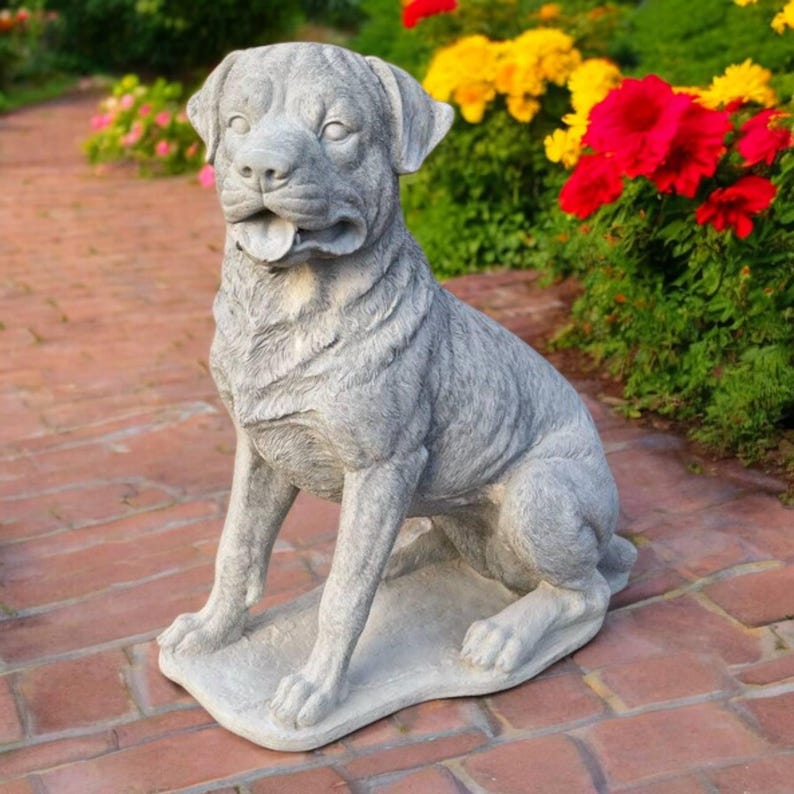 Lawn Rottweiler Figure, Outside Dog Decor, Concrete Pet Sculpture ...