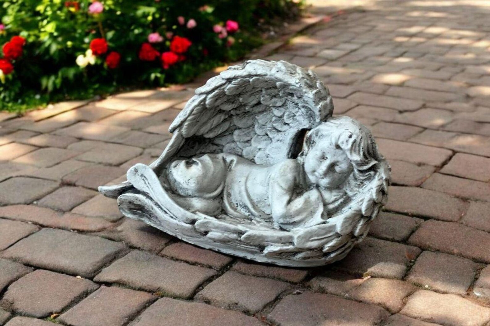 Baby Angel Sculpture, Garden Religious Art, Stone Cherub Decoration ...