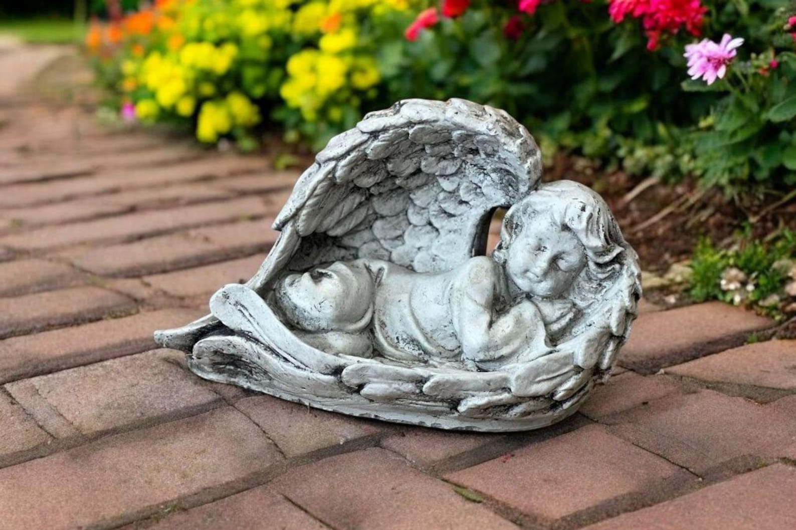 Baby Angel Sculpture, Garden Religious Art, Stone Cherub Decoration ...