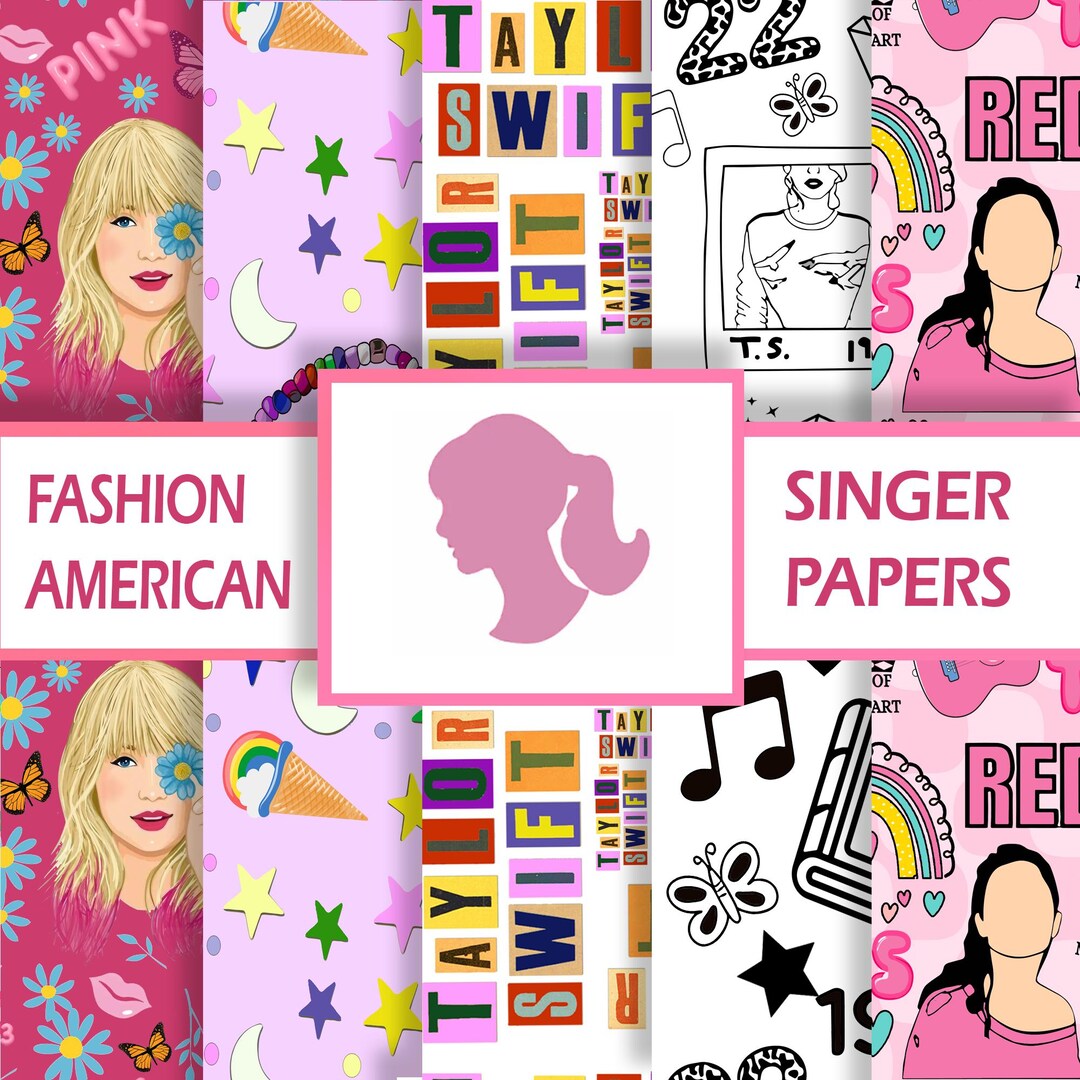 Singer Design Paper Pink American Singer Digital Paper, Seamless Digital Paper, Switie Pink ...
