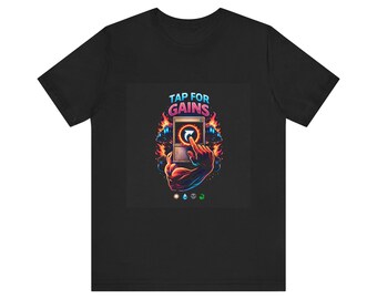 Tap For Gains tee | Gym Fitness Phone Button Illustration