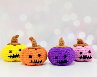 Halloween-virkad minipumpa, Halloweenpumpa, virkad pumpaprydnad, Halloween-dekor, Halloween-present, Bus eller godis-present, Glad Halloween