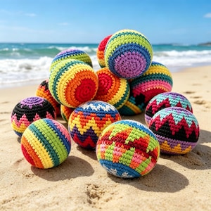 Ręcznie robiony na szydełku woreczek do gry w Hacky Sack, tęczowe piłki do żonglowania, miękkie piłki do kopania, prezent na odstresowanie, upominki na letnie przyjęcia dla dzieci i dorosłych, zabawki na biurko