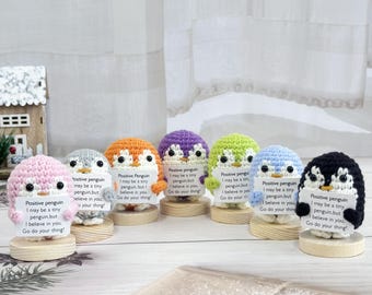 Adorable Crochet Penguins,Positive Penguin,Multiple Color,Crochet Animals Gift for her,Handmade Crochet Gift,Desk Decor,Christmas gift