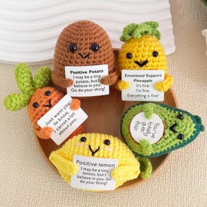 Adorable Crochet Vegetables Sets-Potato/Pineapple/Carrot/Lemon/Avocado,Positive Crochet,Emotional Support Gift,Farm Gifts for Her,Desk Decor