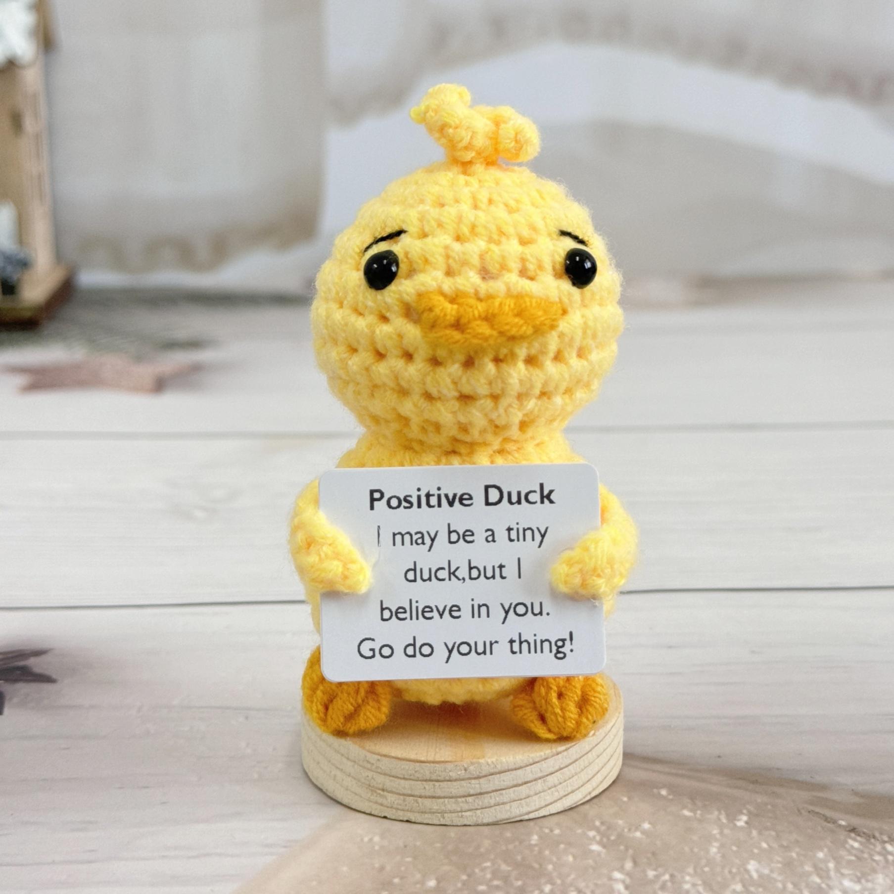 Positive Potato Emotional Support Crochet Duck, Good Luck Gifts Positive Doll With Card&Keychain, Pocket Hug Gift For Women, Men, Friends, Co Workers, Birthday Graduation Teacher, Cute Desk Decor For Home Office Gifts