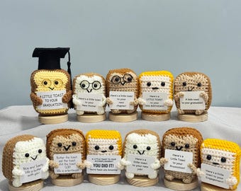 Adorable Handmade Crochet Toast Plushie | Motivational Keepsake Gift for Accomplishment,Graduation, New Job, Promotion,Engagement & Birthday