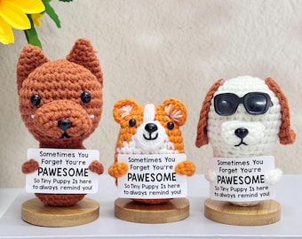Adorable Handmade Crochet Puppy/Dog,Puppy Amigurumi,Funny Crochet Animals Gift,Positive Puppy,Emotional Support Gift,Christmas gift