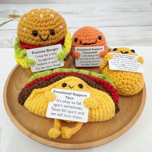 Cute Crochet Cheeseball/Taco/Chicken Nugget/Hamburger,Crochet Stuffed Toy,Emotional Support Gift,Crochet Desk Decor,Valentine&#39;s Day gift