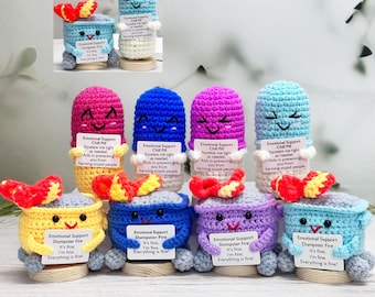 Adorable Crochet Emotional Support Dumpster Fire+Emotional Support Pill,Funny Office Gift for Friends/Team/Colleagues,Mother's Day Gift