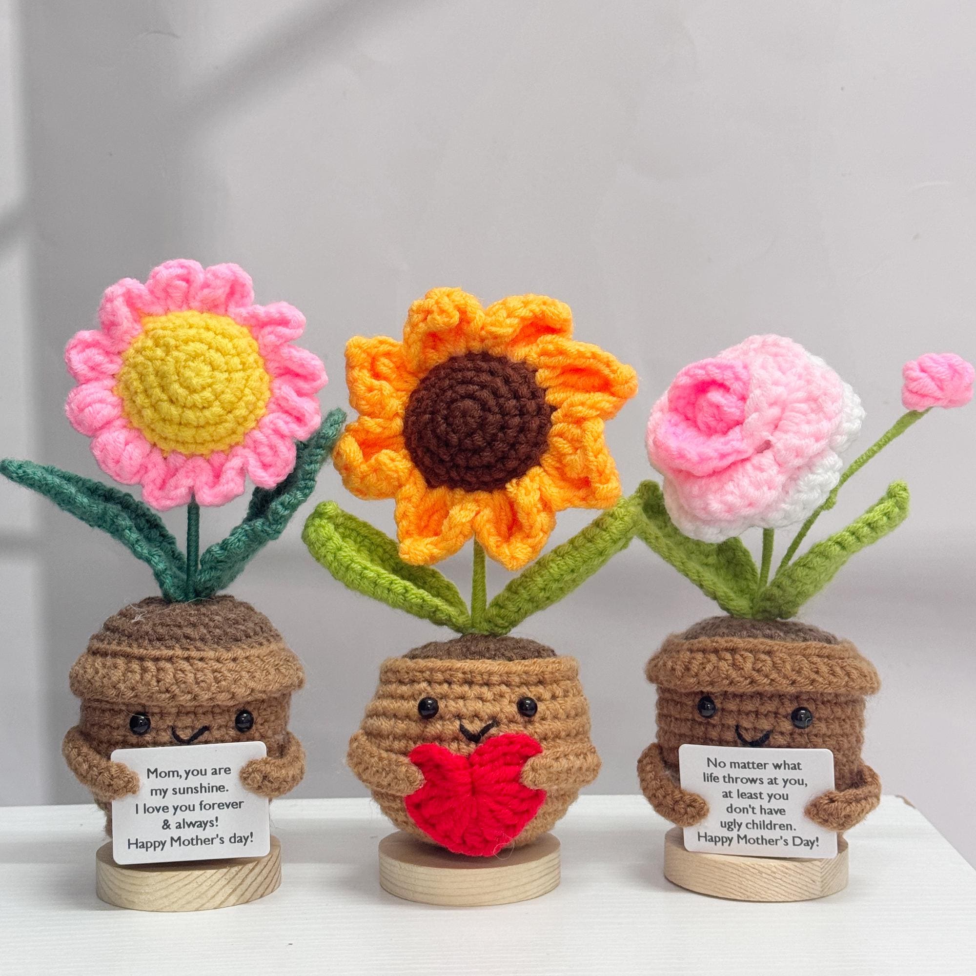 みーちゃん　おまとめ　カクタス パーチ　No.705,No.582 Handmade Crochet Flowers Gifts-crochet Sunflower Daisy Rose