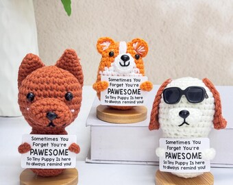 Cadeau Chiot au Crochet Fait à la Main avec Carte Motivante, Mini Chien Positif et Mignon pour Lui/elle – Parfait pour Ami, Maman, Papa, Enseignant – Anniversaire, Fête des Mères, Noël et Cadeau Chiot au Crochet Fait à la Main avec Carte Motivante, Mini Chien Positif et Mignon pour Lui/elle – Parfait pour Ami, Maman, Papa, Enseignant – Anniversaire, Fête des Mères, Noël et