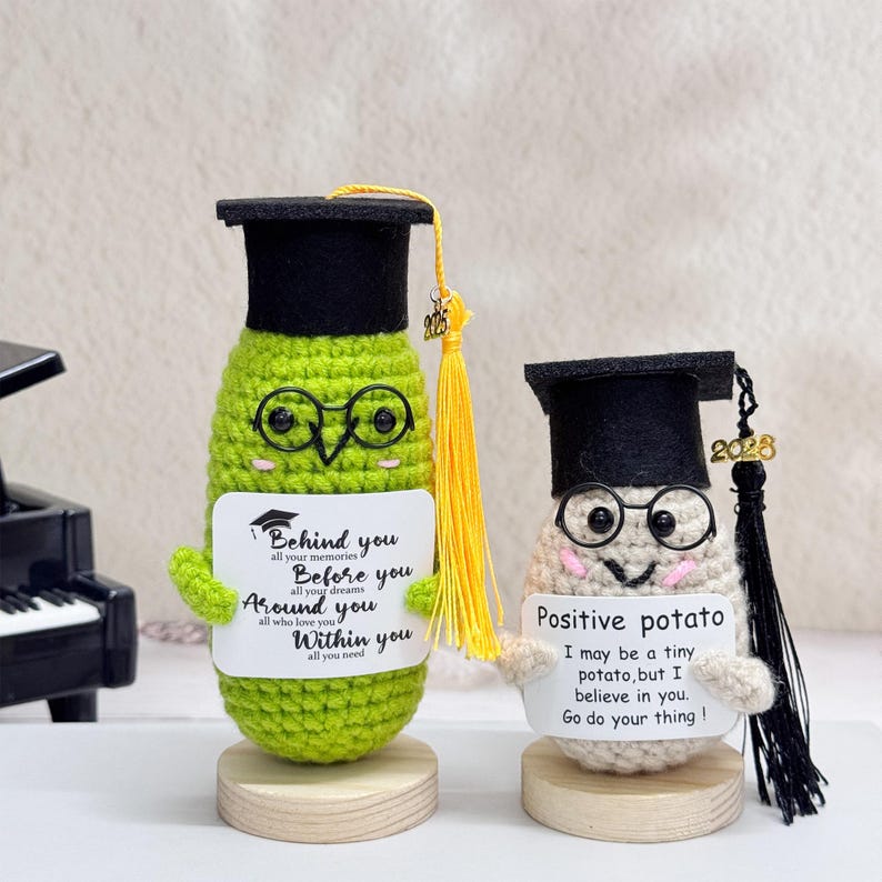Graduation Potato 2026 Graduation Crochet Pickle Potato With Tassel Hat, Funny Grad Gift ...