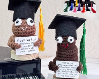 Funny Handmade Crochet Poo Wearing Graduation Tassel Hat,Positive Poo,Graduation Gift for Her/Him,Graduation Decor 2026,Graduate Gifts Humor