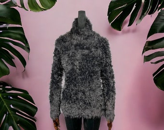 John Galliano Runway Turtleneck Sweater Top fluffy Sweater Size M