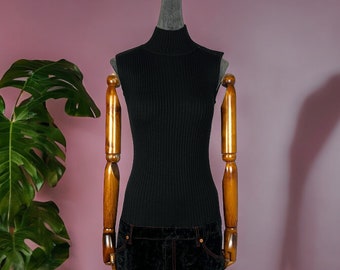 Chic Black Ribbed Dress by Jean Paul Gaultier from 90s