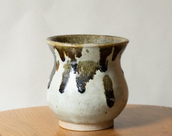 Small Studio Pottery Pot With Abstract Glaze
