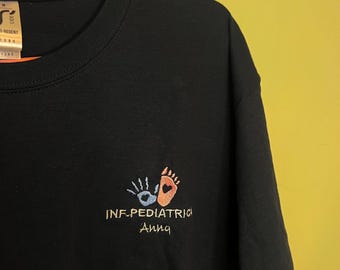 Embroidered T-shirt with Customization-ambulatorio.creazioni