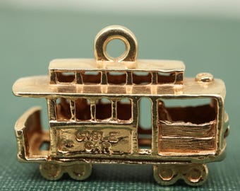 Vintage 14k Yellow Gold San Francisco Cable Car Charm