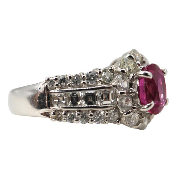 Vintage Ruby Diamond Platinum Ring - image 4