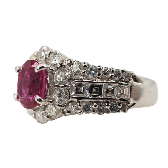 Vintage Ruby Diamond Platinum Ring - image 5