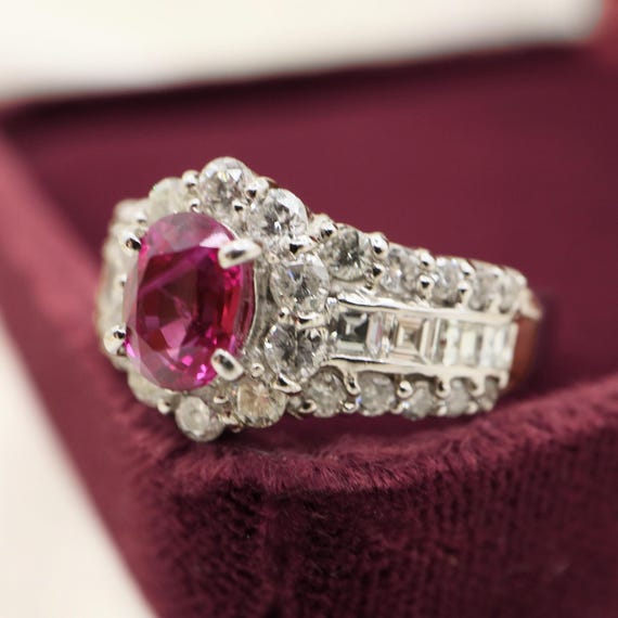 Vintage Ruby Diamond Platinum Ring - image 1